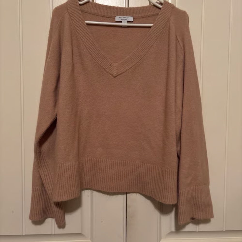 Ann Taylor V-Neck Sweater - Warm Brown